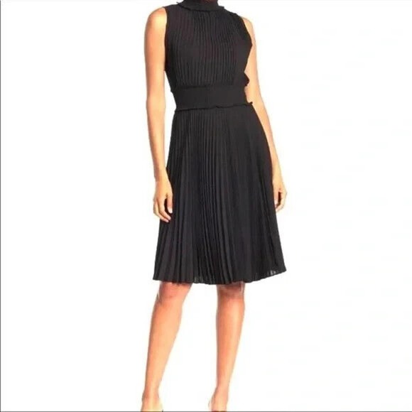 Nanette Lepore Dresses & Skirts - NWT Nanette Lepore Pleated Blouson Dress Sleeveless Very Black Knee Leng…
